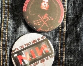 Trent Reznor Nine Inch Nails Inspired Large 58mm Button Badges | Lyric Pins | NIN merch | Battle Jacket Decorations | Industrial rock