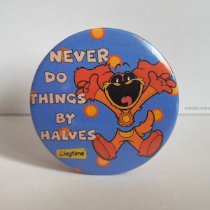 DogDay Inspired Large 58mm Button Badge | Poppy Playtime Inspired Pin | Smiling Critters | Horror game merch | Handmade Button | Bag Decor