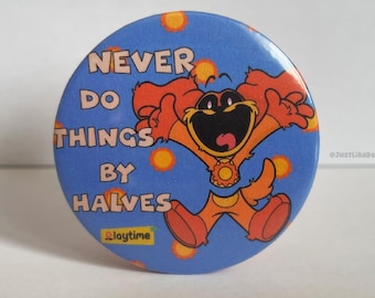 DogDay Inspired Large 58mm Button Badge | Poppy Playtime Inspired Pin | Smiling Critters | Horror game merch | Handmade Button | Bag Decor
