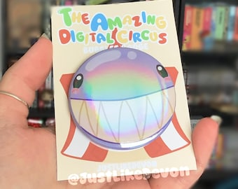 Bubble Holographic Large 58mm Button Badge | The Amazing Digital Circus Inspired | Indie Series | TADC | Geek Gift