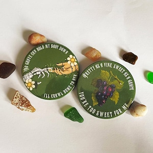 Hozier Lyrics Large 58mm Button Badges | Music Merch | Unreal Unearth | Lyric Pins | Gift For Music Lovers | Too Sweet For Me | Work Song