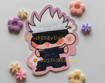 Gojo Inspired 3" Hand-Cut Vinyl Sticker | JJK Inspired | Anime Manga Gift | Jujutsu Kaisen Inspired | Shounen | Chibi | Fanart