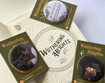 Wuthering Heights by Emily Brontë inspired Large 58mm Button Badges | Classic Lit Pins | Wuthering Heights 2026 | Valentines gift