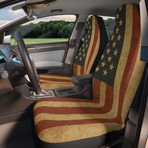 Vintage American Flag Car Seat Covers | USA Pride, Auto Accessories, Gifts for Truck Lovers, Patriotic Decor, Vehicle Customization