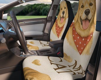 Pet Harmony Edition Elegant Dog  Cat Fabric Pattern for Luxury Car Seat Covers