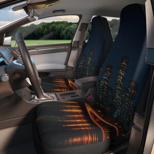 Car Seat Covers - Stylish Auto Accessories for Urban Decor, Travel Gifts & Unique Driving - Cityscape Car Interior Upgrade