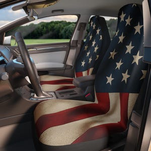 Patriotic Car Seat Covers | USA Flag Seat Protectors, American Decor, Unique Gifts, Road Trip Accessories, Car Interior Styling