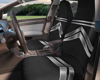 Fundas geométricas de doble V para asientos de coche – Juego de tela de poliéster
