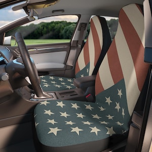 Patriotic Car Seat Covers | American Flag Design, Car Accessories, Gift for Veterans, Memorial Day, Fourth of July, Road Trip Decor