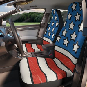 Patriotic Car Seat Covers | USA Flag Design, Vehicle Decor, American Pride, 4th of July Gift, Unique Car Accessories