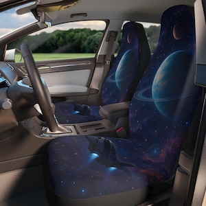 カーシートカバー - 宇宙をテーマにしたギャラクシープリント、天文学愛好家のためのユニークなカーアクセサリー、お父さんやロードトリップに最適なギフト