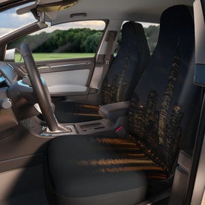 Car Seat Covers - Cityscape Car Accessories, Unique Urban Theme Car Decor, Gift for Travelers, Automotive Decor