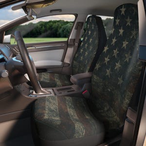 Vintage Americana Car Seat Covers | Stars & Stripes | USA Themed Car Accessories, Patriotic Decor, Gift for Veterans