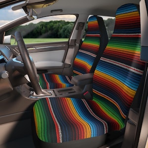 Fundas de asiento de coche con rayas vibrantes / Protección colorida para los asientos de tu coche, accesorios elegantes para el coche, regalo único, decoración navideña