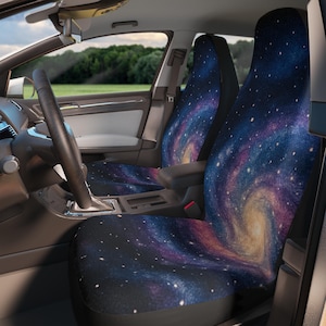 Galactic Car Seat Covers | Cosmic Space Theme | Starry Night Design | Universal Fit Auto Accessories for Car Lovers