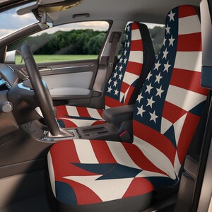 Patriotic Car Seat Covers | USA Flag Design | Auto Accessories | Holiday Decor | Gift for Veterans | Road Trip Essentials