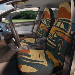 Fundas de asiento de coche vintage / Accesorios bohemios para coches / Decoración y protección retro para viajes por carretera / Regalos únicos para amantes de los coches