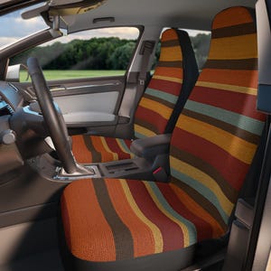Elegantes fundas de asiento de coche a rayas: accesorios vibrantes para el interior del coche, ideales para viajes por carretera, amantes de los coches y un regalo para conductores noveles.