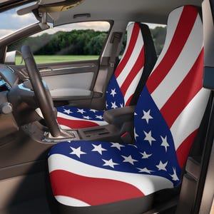 Patriotic Car Seat Covers - American Flag Design, Vehicle Accessories, Car Decor, Memorial Day Gifts, Fourth of July Decor