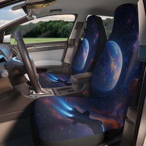 Galactic Car Seat Covers - Cosmic Design, Universal Fit Space Interiors, Starry Night Car Covers for Space Enthusiasts, Car Accessories
