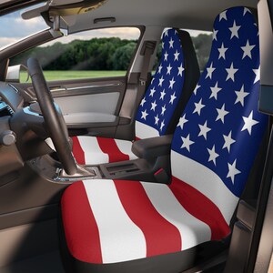 Patriotic Car Seat Covers - USA Flag Design, Auto Accessories for Road Trips, Car Decor for Independence Day, Gifts for Car Enthusiasts