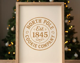 Vintage Christmas Kitchen Print, North Pole Cookie Wall Art, Christmas Poster, Digital Download