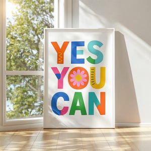 Yes You Can Print, Bunte Kinderzimmer Wandkunst, Spielzimmer Dekor, Inspirierende Kunst