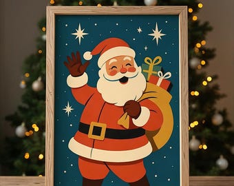 Retro kerstman, retro kerstposter (digitale download)