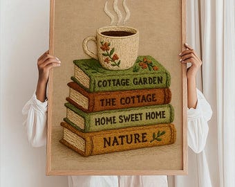 Reading Nook Poster: Cottagecore Reading Wall Art, Coffee Print (Digital Download)