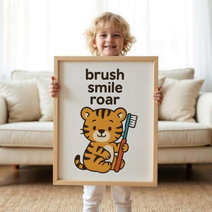 Brush Your Teeth Bathroom Art, Brush Your Teeth Poster, Brush Your Teeth Print, Brush Your Teeth Kids Print, Jungle Bathroom Wall Art