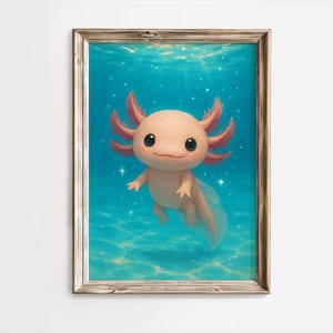 Axolotl Print, Cute Axolotl Print, Axolotl Printable, Axolotl Art Print, Downloadable Axolotl, Gift for Axolotl Lovers, Axolotl Wall Art