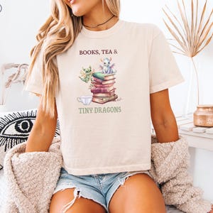 Dragon Book Lover Shirt for Women, Fantasy Reader Tee, Dragon T-shirt Gift for Fantasy fan, Comfort Colors®, Free personalized message