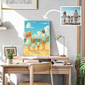 Custom Ghibli Style Family Portrait Canvas from Your Photo Personalized Anime Art Studio Ghibli Gift for Mom Dad Kids Parents Home