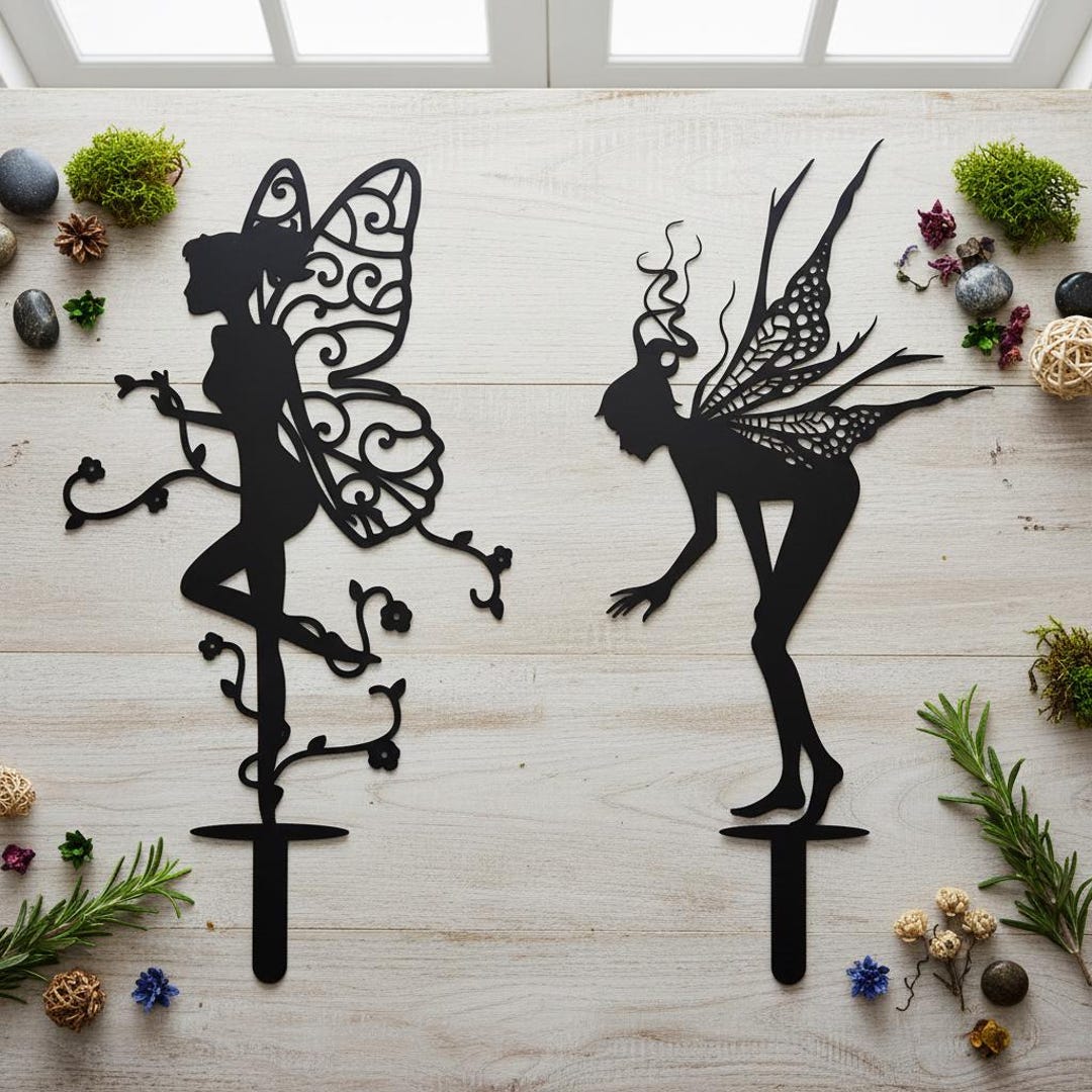 Set of 2 Fairy Silhouette,fairy Gift Set of 2,set of 2 Garden Decor ...