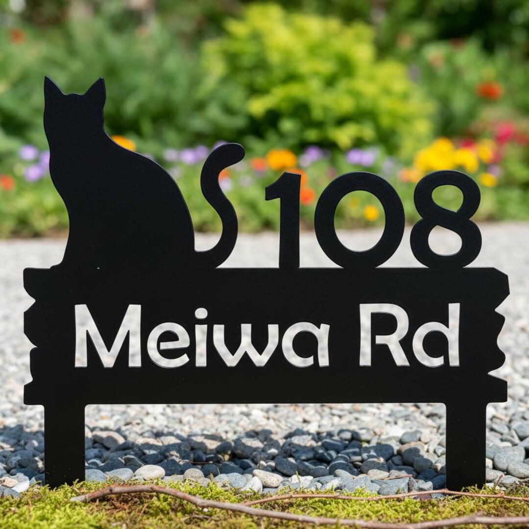 Cat Addressing Custom Cat Address Sign,cat House Number Metal Sign,personalized ...