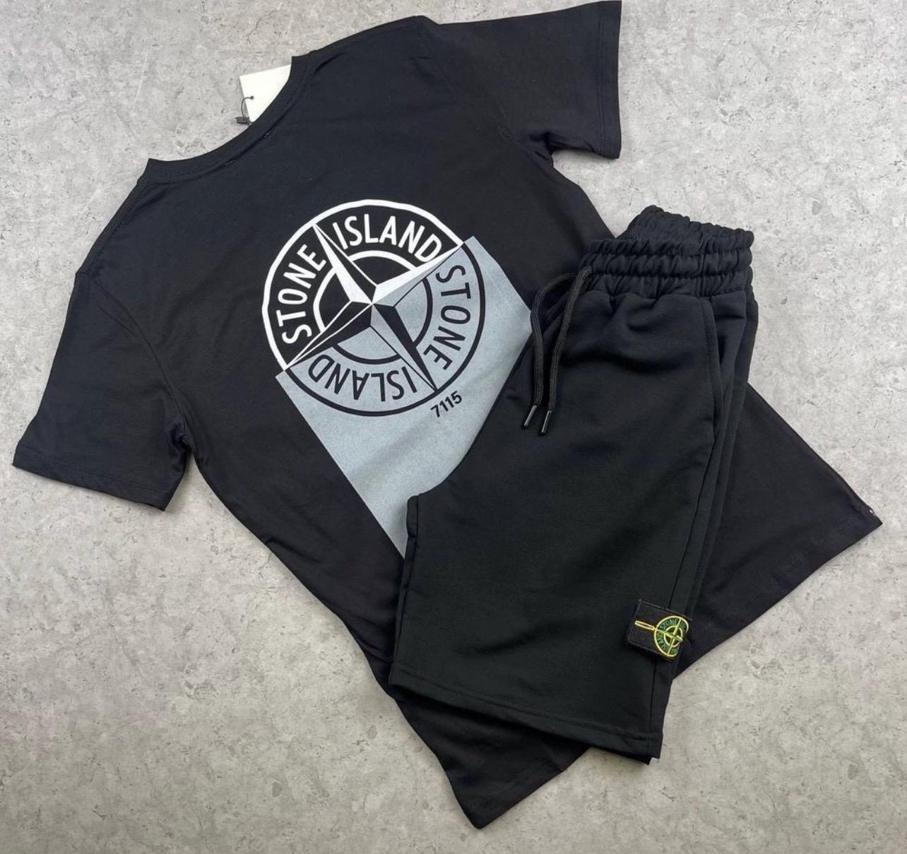 Летний комплект в стиле Stone Island – мужская футболка и шорты – уличная одежда Techwear Outfit