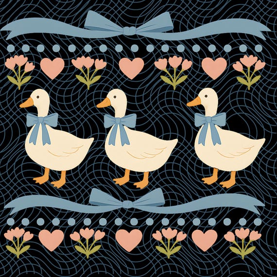 Vintage Blue Ribbon Goose Png, Retro Goose Sublimation, Cute 1980s Groovy Aesthetic Clipart, Goose Coquette, Ugly Sweater, Digital Download