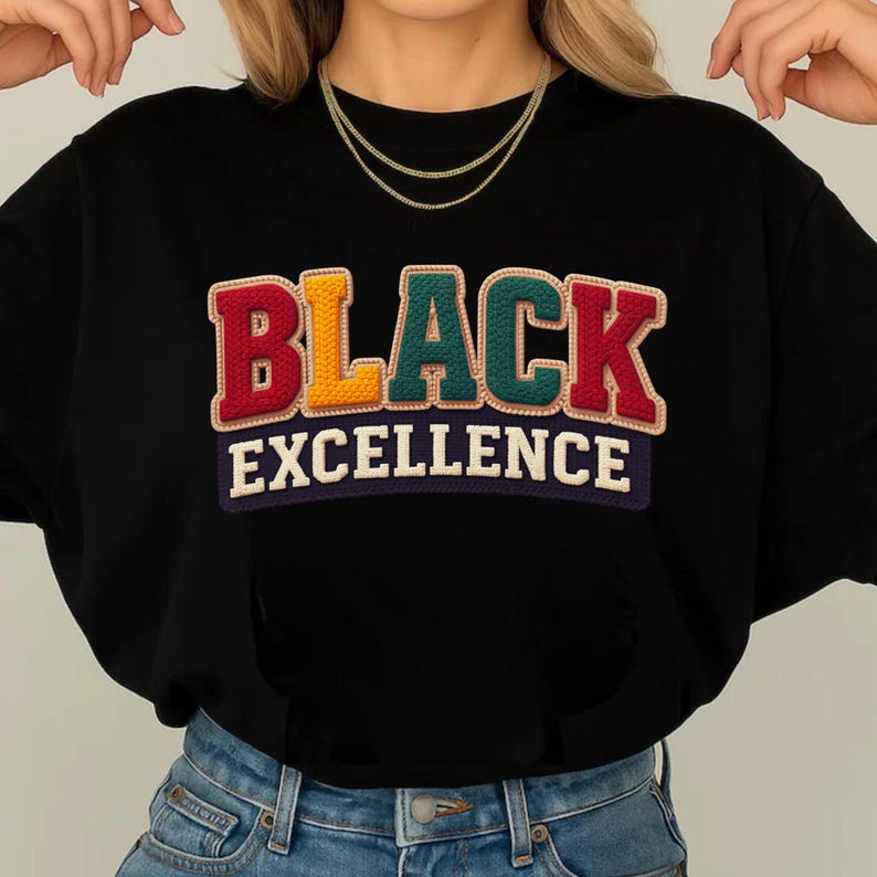 Black Excellence namaakgaren gehaakt png, cadeau zwarte geschiedenis maand, African American Pride hoodie, empowerment Black History png afbeelding 9