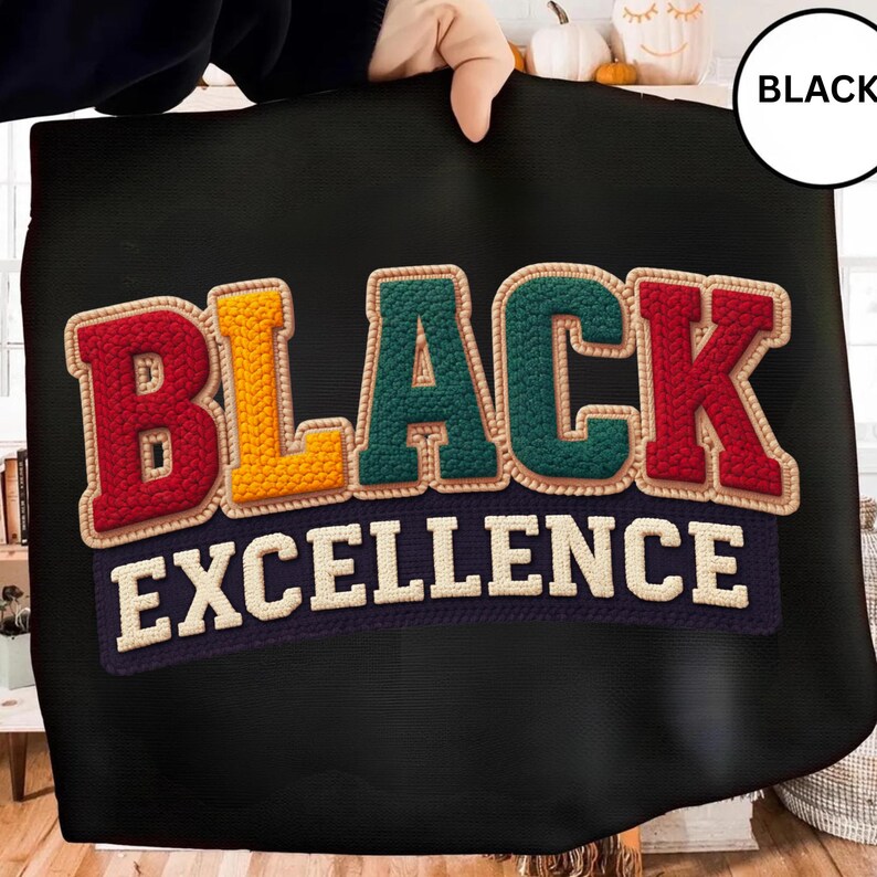 Black Excellence namaakgaren gehaakt png, cadeau zwarte geschiedenis maand, African American Pride hoodie, empowerment Black History png afbeelding 5