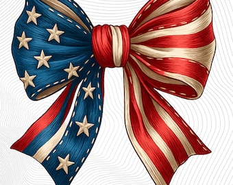 USA Flag Bow Png, 4th of July Sublimation Clipart, Patriotic Bow PNG, Retro American Flag Bow for T-Shirt Design, Memorial Day Shirt Png