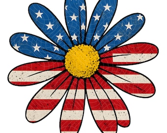 4th of July Daisy PNG, Wildflower Summer Shirt Design, Trendy Spring Floral PNG, Sunflower Sublimation, DTF Flower Print
