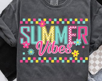 Summer Vibes PNG, Checkered Summer PNG, Retro Summer Png, Beach Png, Hello Summer Png, Summer Checkered Png, Retro Floral Summer Png