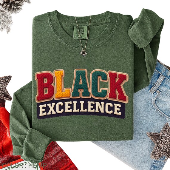 Black Excellence Faux Yarn Crochet Png, Black History Month Gift, African American Pride Hoodie, Empowerment Black History Png