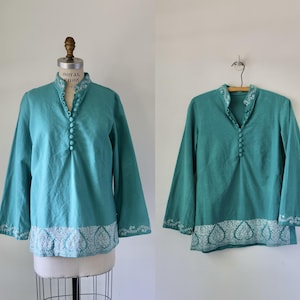 blusa india vintage de algodón de los años 70