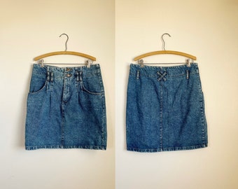 vintage 1980s high waist denim skirt