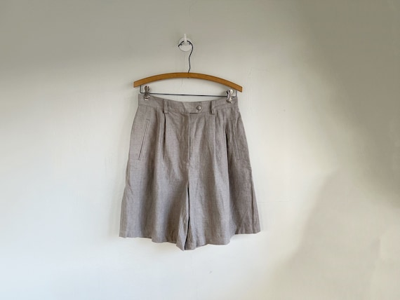 vintage 1990s linen shorts / 90s shorts - image 1