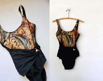 vintage 1990er Jahre Badeanzug | Safari-Party | 90er Jahre Badeanzug
