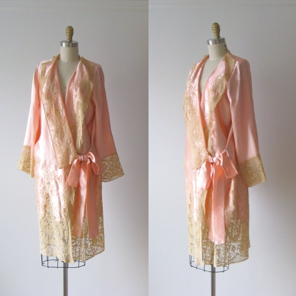 vintage 1920s silk robe / vintage lingerie / 20s lingerie