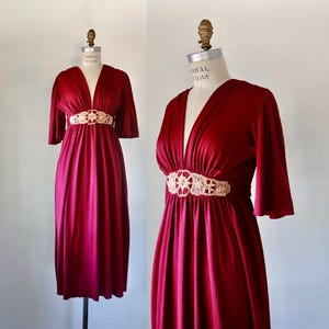 vintage 1970s maroon disco dress