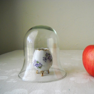 Vintage Enesco China Egg Vase, Glass Cloche Dome, Floral Display